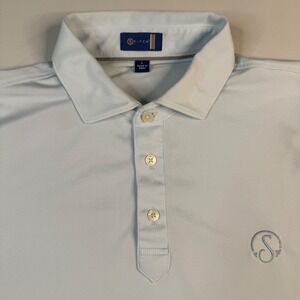 Stitch Golf Polo Shirt Mens Large Light Blue Short‎ Sleeve Performance Golf